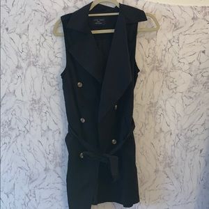 Short Sleeved Black Trench Dress